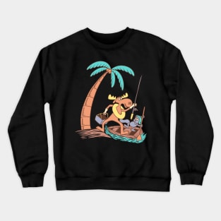 Rocky Bullwinkle on Canoe Crewneck Sweatshirt